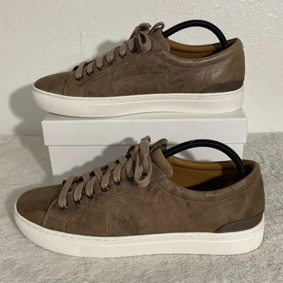Johnston & Murphy Banks Lace to Toe Leather Sneakers Men’s Size 9.5 M Taupe - Picture 2 of 9